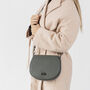 Dark Grey Leather Saddlebag Handbag, thumbnail 3 of 12