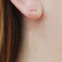 Rose Gold Plated White Pearl Threader Drop Earrings, thumbnail 6 of 7