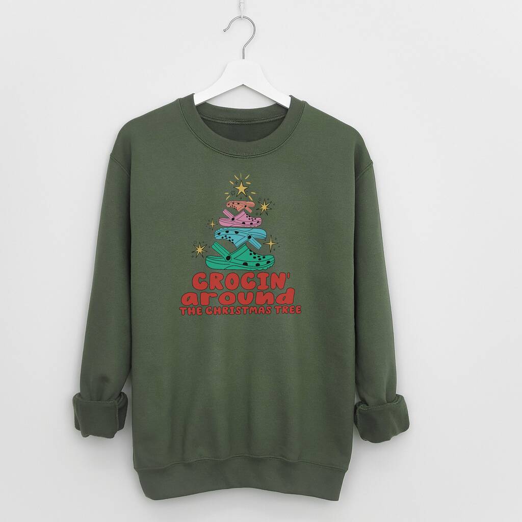 Crocin’ Around The Christmas Tree Sweatshirt – Funny Christmas Jumper, 1 of 3