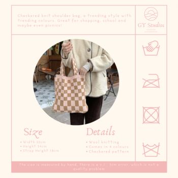 Print Large Knitted Shoulder Tote Shopping Bag, 7 of 8