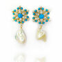 Blue Turquoise And Baroque Pearl Drop Earrings, thumbnail 6 of 7