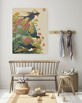 Japanese Swallow Bird Vintage Art Print, 2 of 4