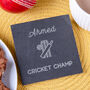 Personalised Cricket Champ Slate Coaster, thumbnail 1 of 4