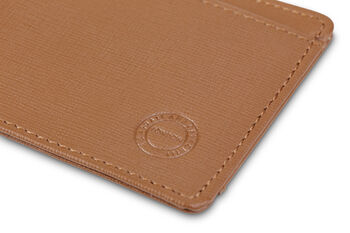 Tan Saffiano Leather Card Holder With Rfid Protection, 4 of 5