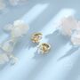 Sterling Silver Cz Leaf Huggie Hoop Earrings, thumbnail 6 of 11
