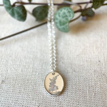 Oval Birth Flower Pendant Necklace, 3 of 6