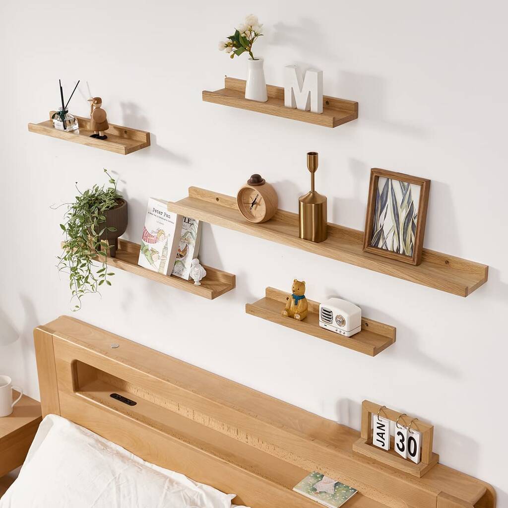 Oak Wood Wall Floating Shelf With Lip Design, 1 of 7