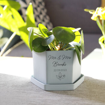 Personalised Wedding Hexagon Plant Pot Gift, 7 of 9
