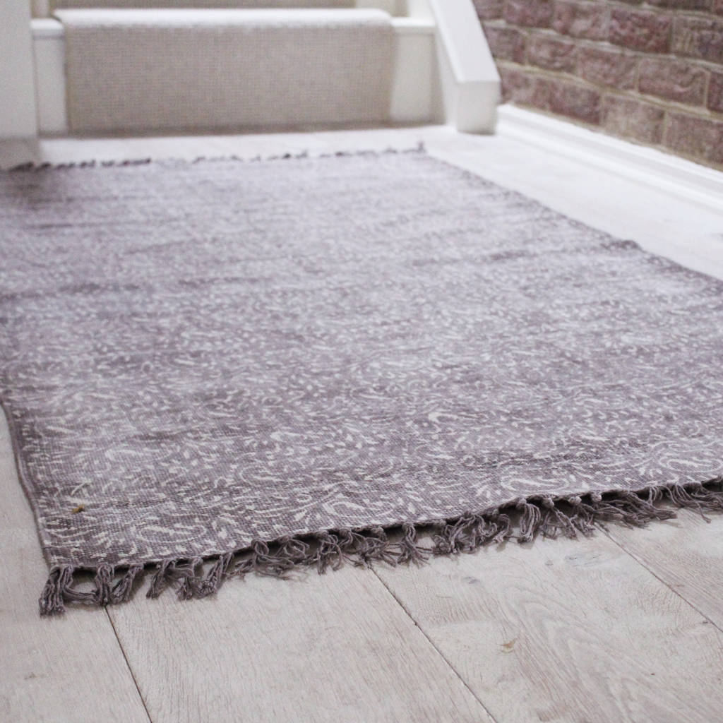 Print Patterned Cotton Fringe Rug By Lime Tree London