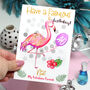 Personalised Flamingo 'Fabulous' 40th Birthday Card, thumbnail 1 of 6