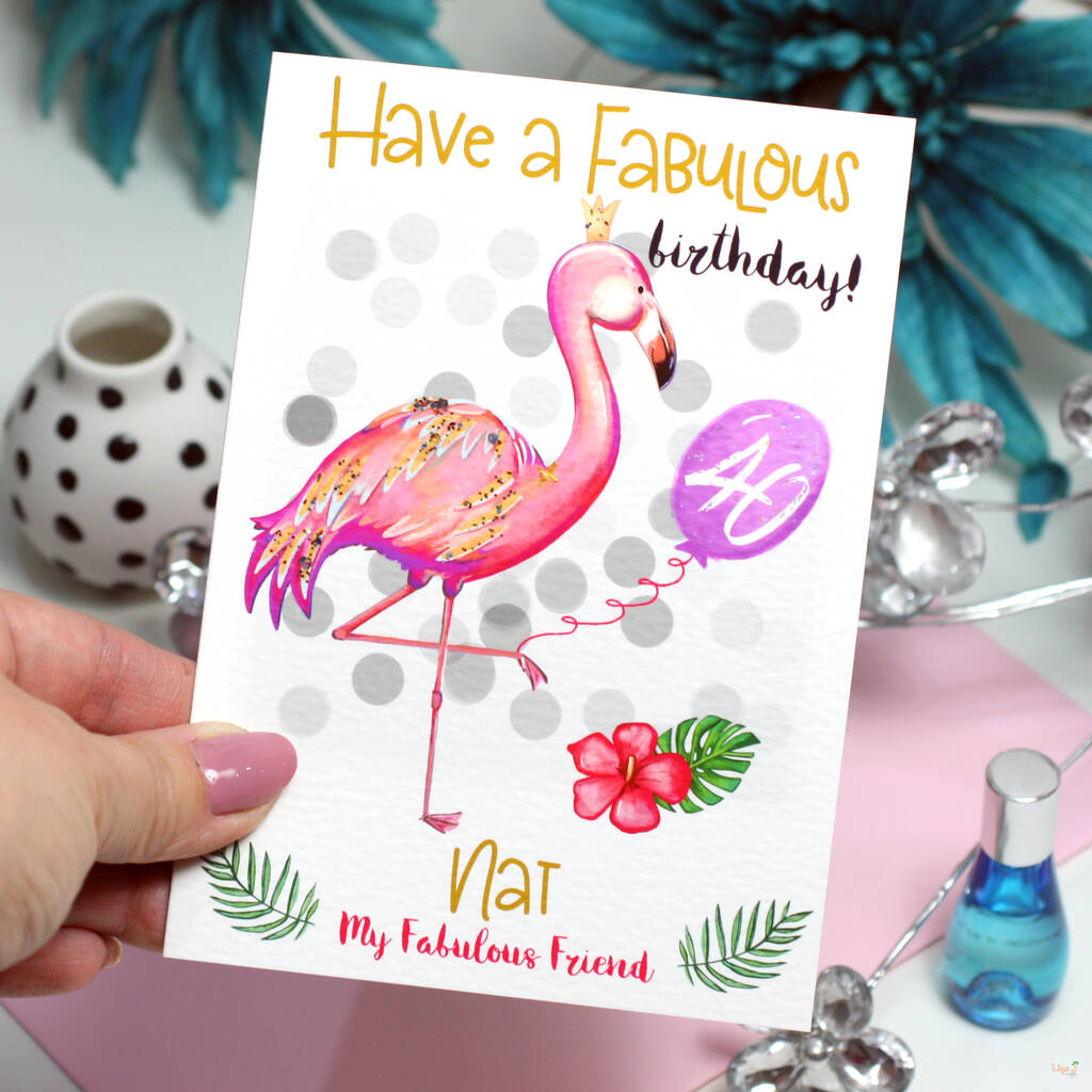 Personalised Flamingo 'Fabulous' 40th Birthday Card, 1 of 6