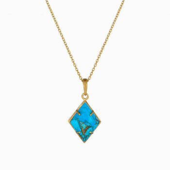 Copper Turquoise Diamond Cut 18k Vermeil Pendant, 3 of 4