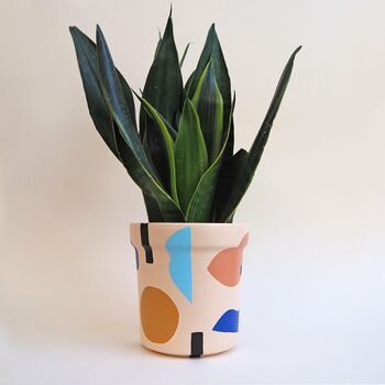 Abstract Hand Painted Plant Pot Blush Pink, 2 of 3