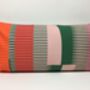 Combed Stripe Cushion, Vermillion, Green + Blush, thumbnail 3 of 5