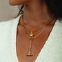 Gold Octagon Pendant Necklace With Cz Stones In 18 K Gold Plated Sterling Silver, thumbnail 9 of 9