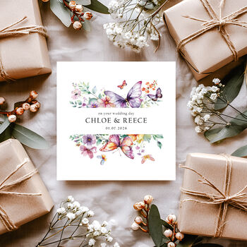 Personalised Wedding Card: Floral Butterly Design, 3 of 6