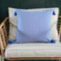 Ikigai Recycled Cotton Cushion Cover In Blue, thumbnail 1 of 4