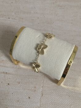 Gold Double Sided Butterfly Charm Bracelet, 2 of 6