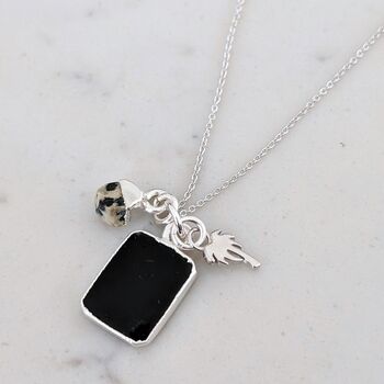 'The Trio' Black Tourmaline Necklace, Sterling Silver, 4 of 10