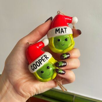 Personalised Ceramic Sprout Christmas Decoration, 2 of 5