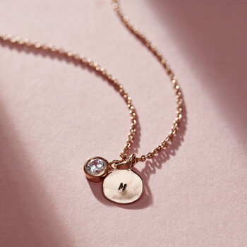Birthstone And Initial Disc Charm Necklace, 5 of 9