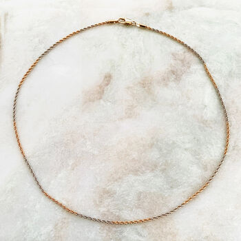 Two Tone Gold Plated Rope Chain Necklace, 2 of 8