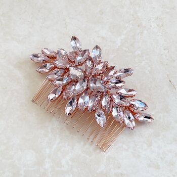 Blush Pink Crystal Hair Comb, 2 of 8