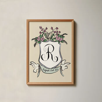 Personalised Wedding Crest Paper Print, 8 of 12