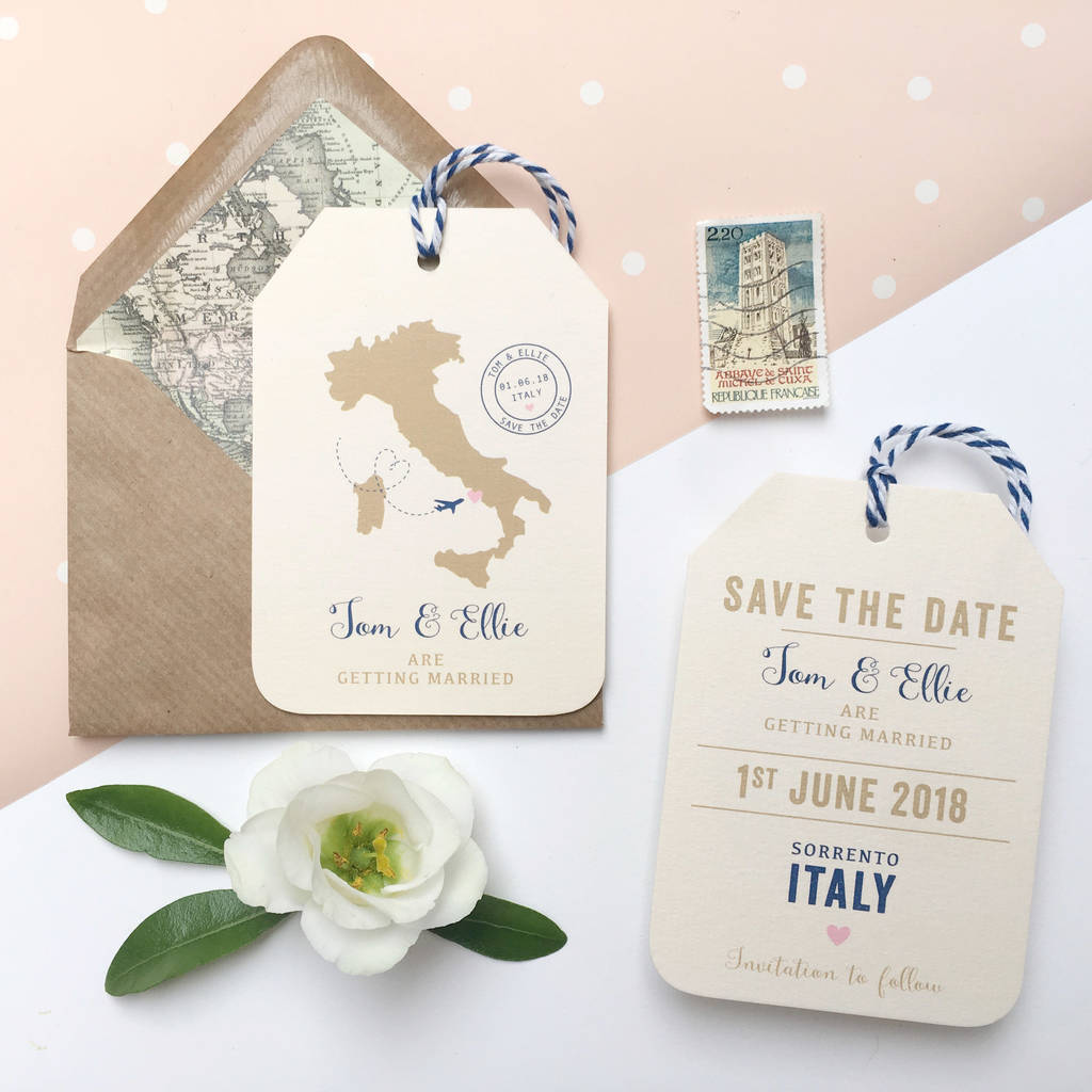 location wedding abroad save the date luggage tag by ditsy save the date luggage tags