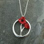 Poppy Red Flowers Necklace, thumbnail 2 of 4