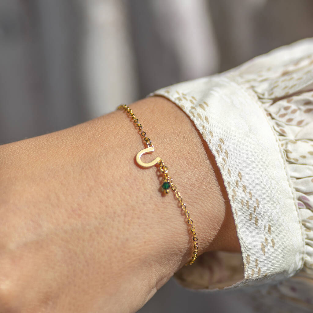 Tiny Gold Plated Horseshoe Bracelet By Joy by Corrine Smith