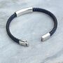 Personalised Men's Leather And Cotton Sliding Bar Bracelet, thumbnail 3 of 9