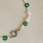 Annie 90s Style Green Evil Eye Pearl Beaded Necklace, thumbnail 3 of 3