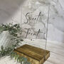 Classic Personalised 'Love is Sweet' Acrylic Sign Clear, A5 Size For Weddings And Events, thumbnail 5 of 6