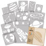 Reusable Plastic Stencils Pcs 14 Space With Brushes, thumbnail 1 of 4