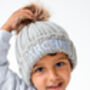 Child's Personalised Name Embroidered Faux Fur Pompom Bobble Hat, thumbnail 4 of 7