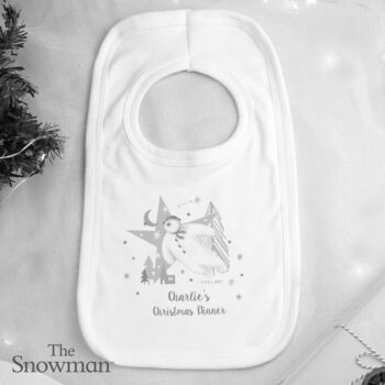 Personalised Snowman Children's Bib For Christmas Gift, 2 of 4
