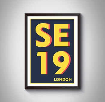 Se19 Crystal Place, London Postcode Typography Print, 6 of 10