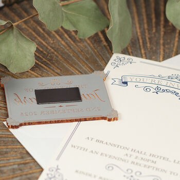 Art Deco Elegance Wedding Invitation Magnet, 3 of 7