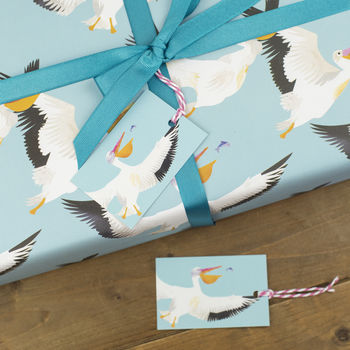 'Pelican Party' Luxury, Recycled Wrapping Paper Pack, 2 of 9