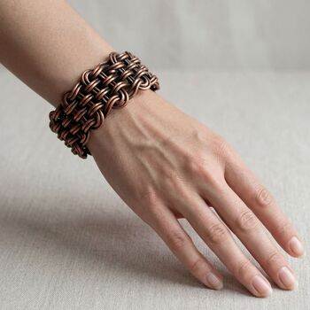 Wide Woven Copper Cuff Bracelet, 6 of 7