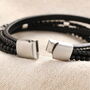 Men's Personalised Black Leather Stainless Steel Agate Bracelet, thumbnail 4 of 7