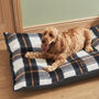 Personalised Deep Duvet Navy Check Large Dog Bed, thumbnail 1 of 2