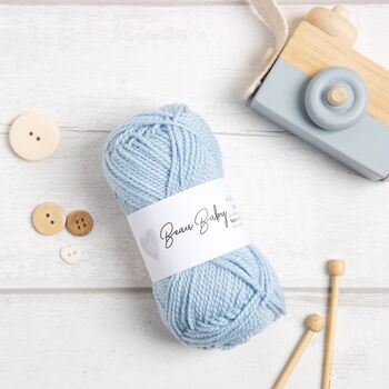 Mabel Bunny Knitting Kit Baby Blue, 4 of 7