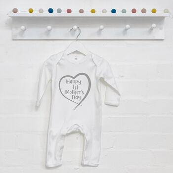 Happy First Mother's Day Heart Babygrow, 7 of 9