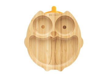 Bamboo Owl Plate With Suction Orange, 2 of 5