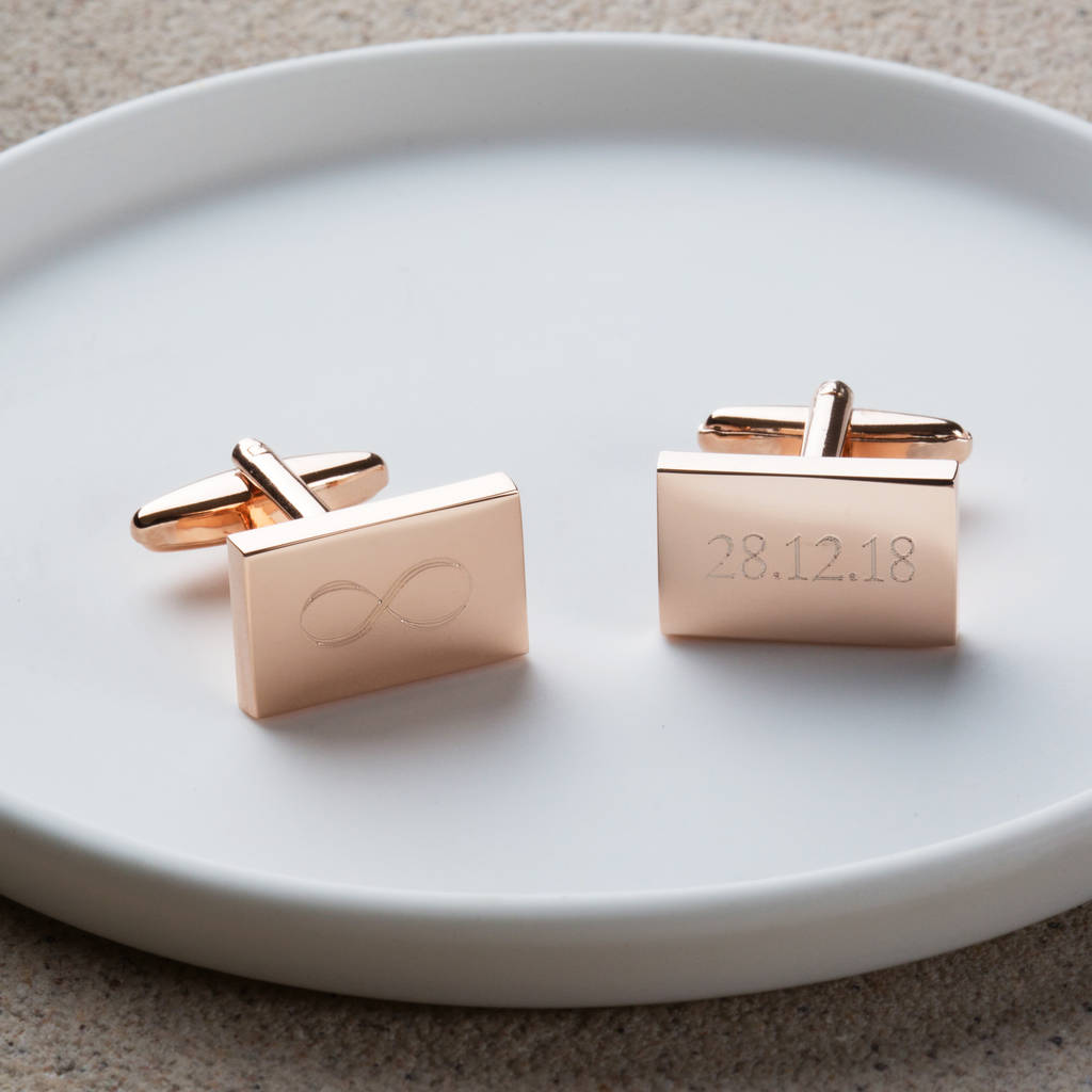 Image of Personalised Rose Gold Infinity Cufflinks, Gold