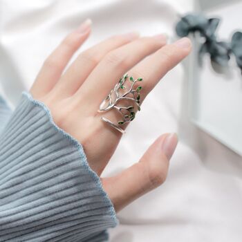 Sterling Silver Fantasy Tree Adjustable Ring, 2 of 5