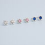 Sterling Silver Pink, Blue Or White Crystal Snowflake Stud Earrings, thumbnail 3 of 5