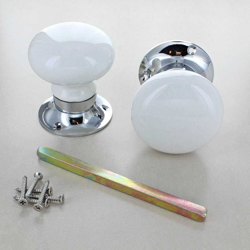 White Mortice Ceramic Doors Knobs Set Entrance Doors By G Decor